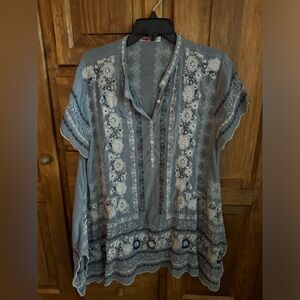 Johnny Was Blue Embroidered top